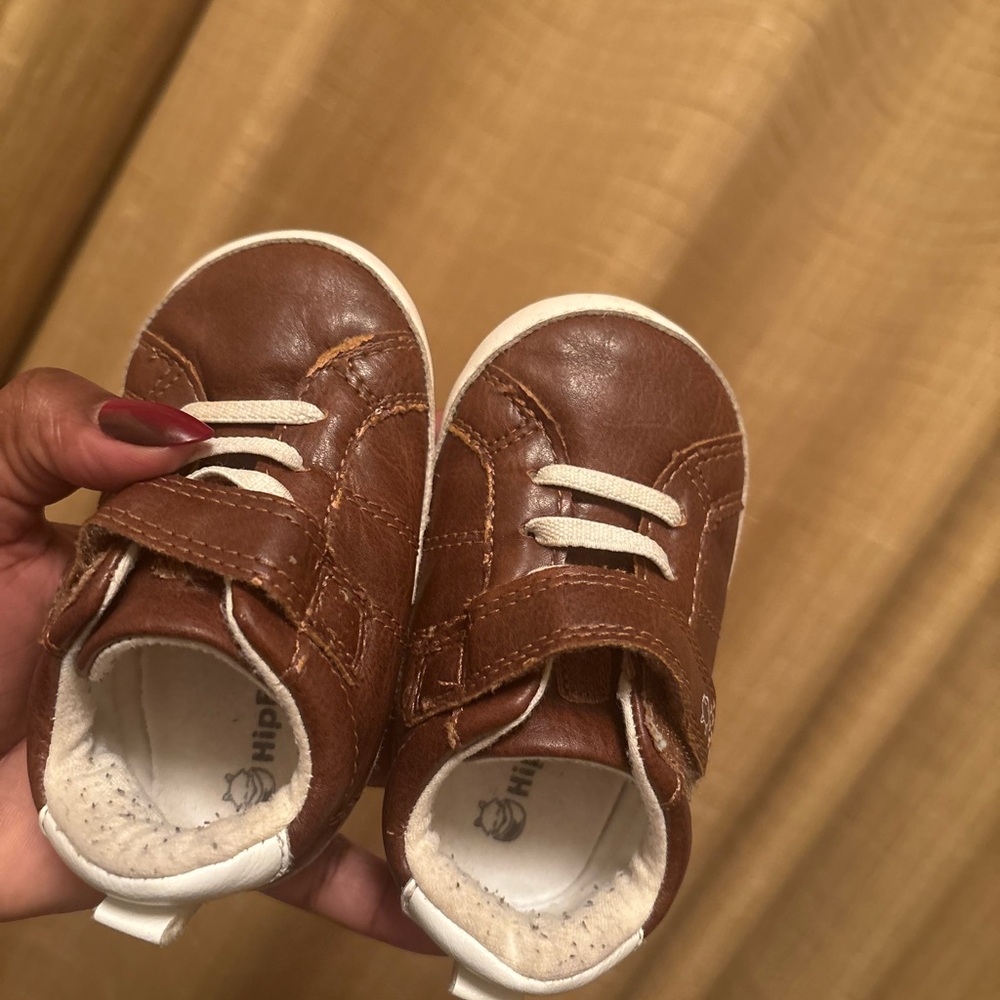Multiple Kids Brown Leather Velcro Sneakers and sandals
